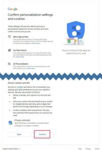 Leave a GBP review without a Gmail account - Confirm personalization settings