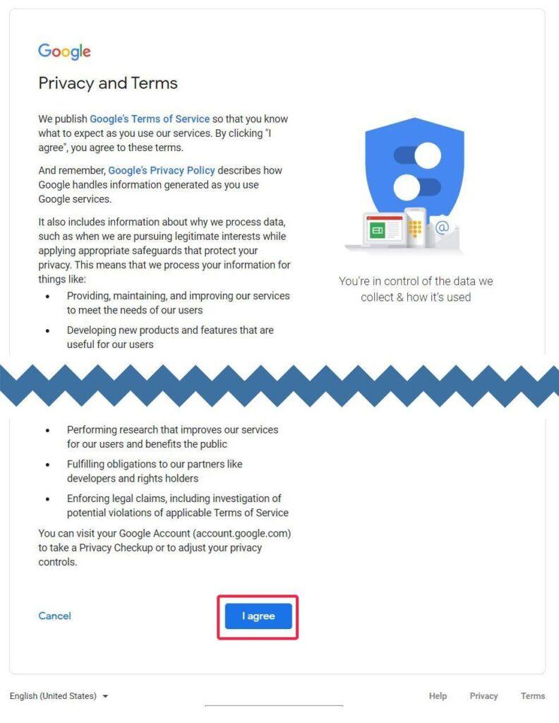 Step-by-step guide to leaving a Google Business Profile review without using your Gmail account - Agree with privacy terms