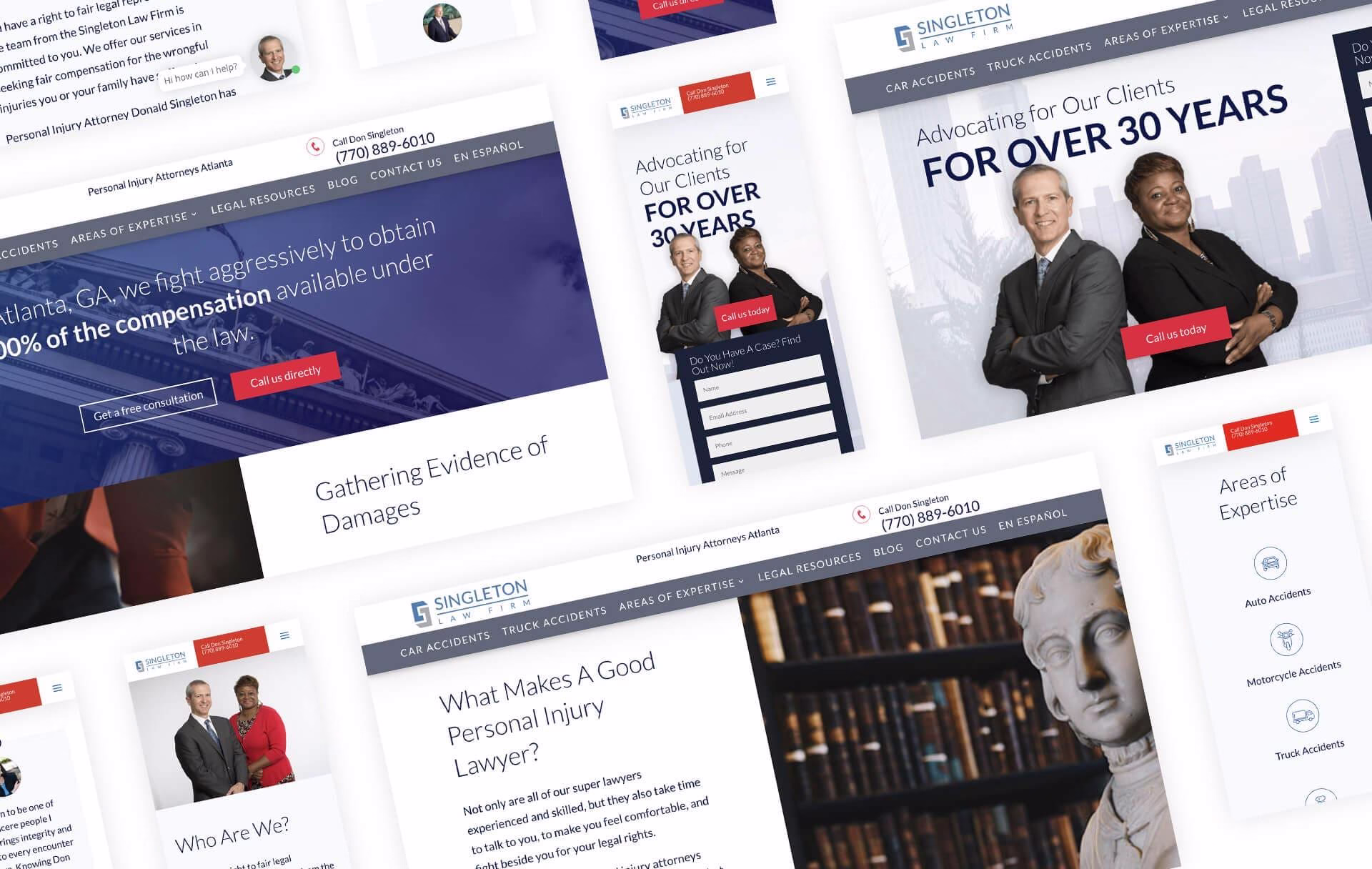 Singleton Law Firm Website Shots