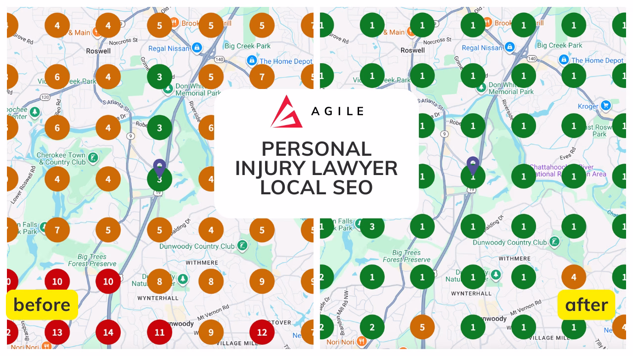 Before and After view of Singleton Law Firm in Google maps SEO