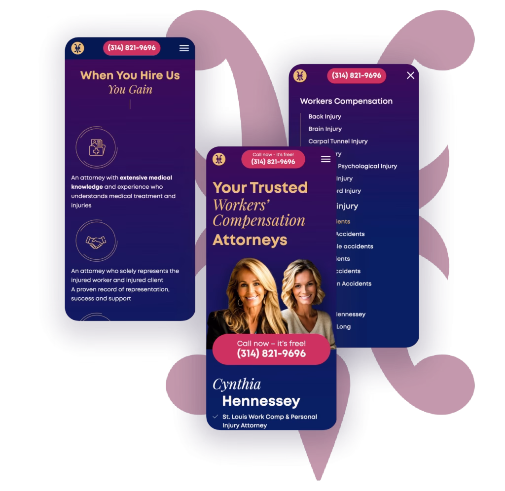 Hennesseylaw.com website on mobile devices