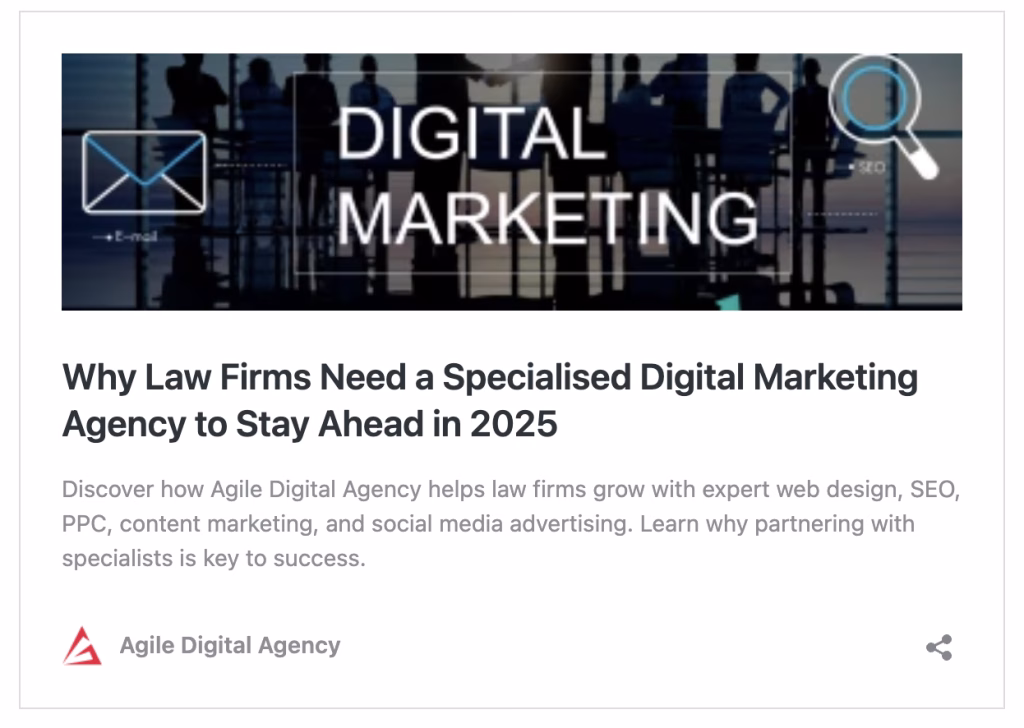 Image snapshot of article "Why Law Firms Need a Specialised Digital Marketing Agency to Stay Ahead in 2025"