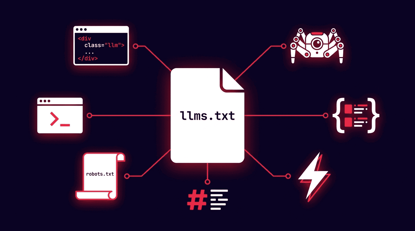 llms.txt and AI search readiness - flat vector illustration for website AI discoverability build standard