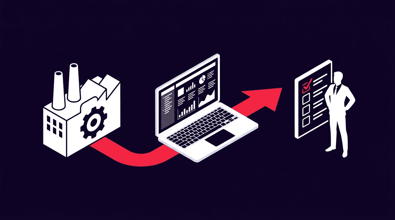 Manufacturing and industrial website design - flat vector illustration for B2B lead generation