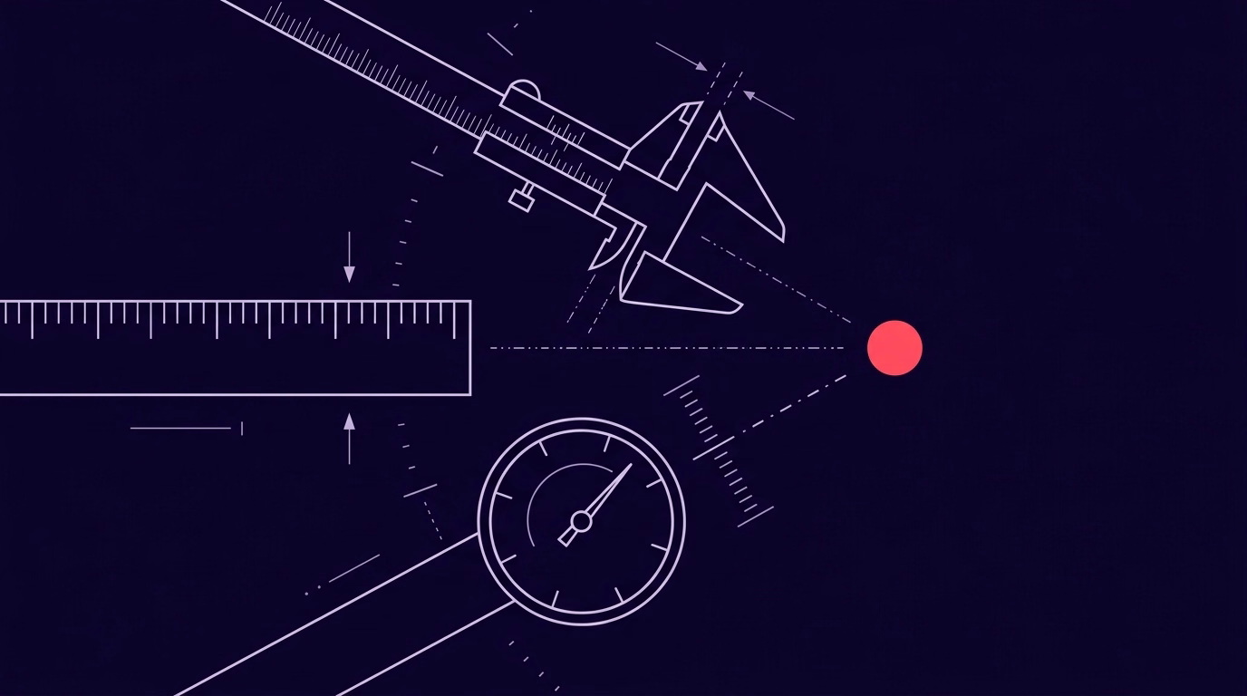 Three different measuring instruments pointed at a single target, each stopping short of it at a different distance